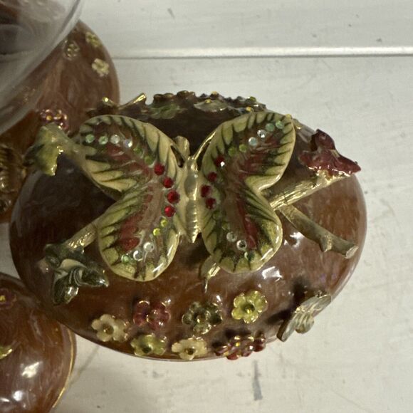 Mike + Ally Butterfly Enamel Bathroom 9 piece Set Apothecary Soap Dish Jewelry + - Picture 9 of 13